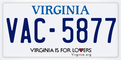 VA license plate VAC5877