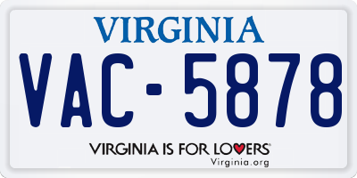 VA license plate VAC5878