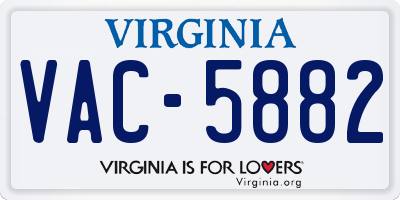 VA license plate VAC5882