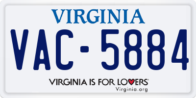 VA license plate VAC5884