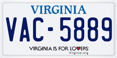 VA license plate VAC5889