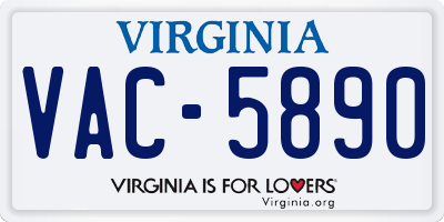 VA license plate VAC5890