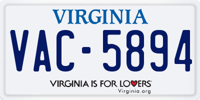 VA license plate VAC5894