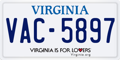 VA license plate VAC5897