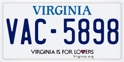 VA license plate VAC5898