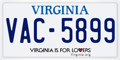 VA license plate VAC5899