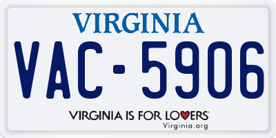 VA license plate VAC5906