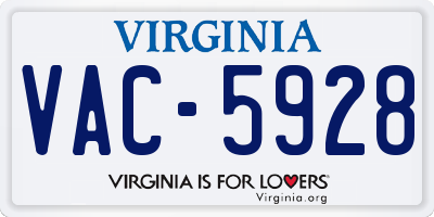 VA license plate VAC5928