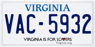 VA license plate VAC5932