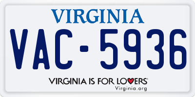 VA license plate VAC5936