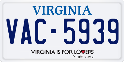 VA license plate VAC5939