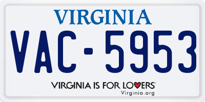 VA license plate VAC5953