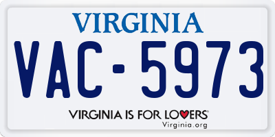 VA license plate VAC5973
