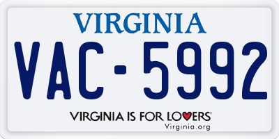 VA license plate VAC5992