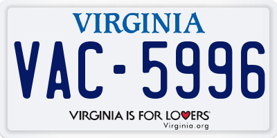 VA license plate VAC5996