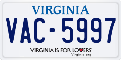 VA license plate VAC5997