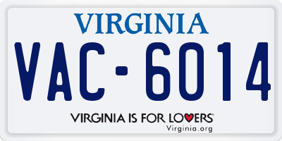 VA license plate VAC6014