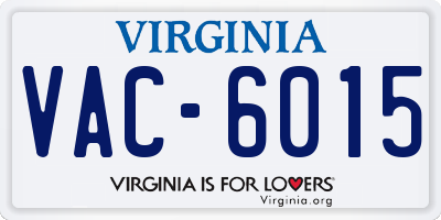 VA license plate VAC6015