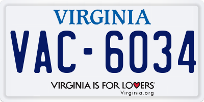 VA license plate VAC6034
