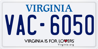 VA license plate VAC6050