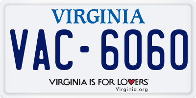 VA license plate VAC6060