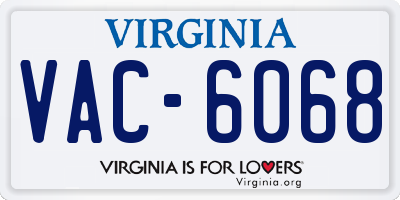 VA license plate VAC6068