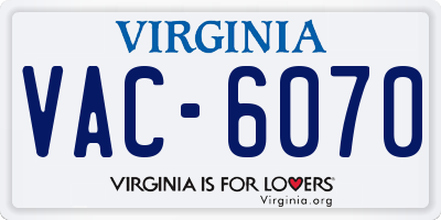 VA license plate VAC6070