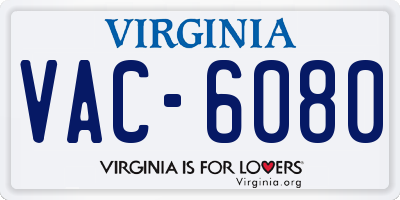 VA license plate VAC6080