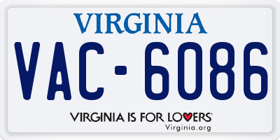 VA license plate VAC6086