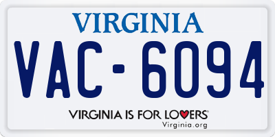 VA license plate VAC6094