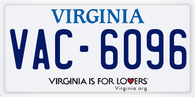 VA license plate VAC6096