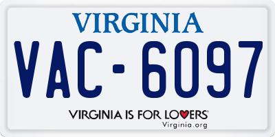 VA license plate VAC6097