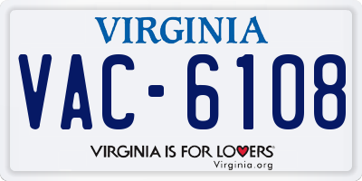 VA license plate VAC6108