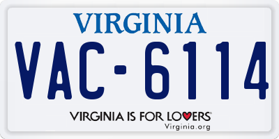 VA license plate VAC6114