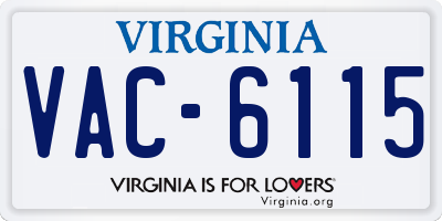 VA license plate VAC6115