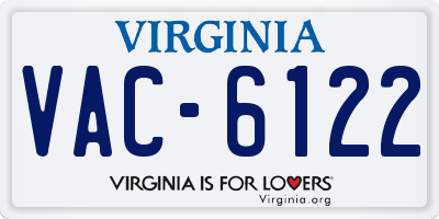 VA license plate VAC6122