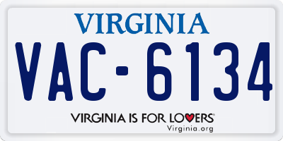 VA license plate VAC6134
