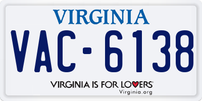 VA license plate VAC6138