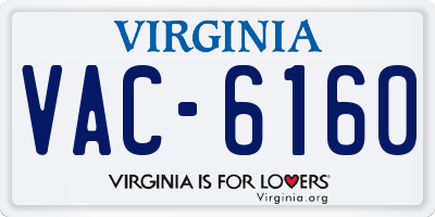 VA license plate VAC6160
