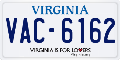 VA license plate VAC6162