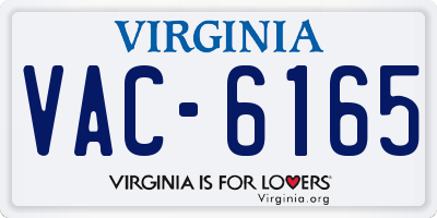 VA license plate VAC6165