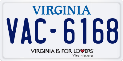 VA license plate VAC6168