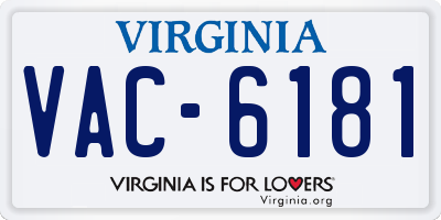 VA license plate VAC6181