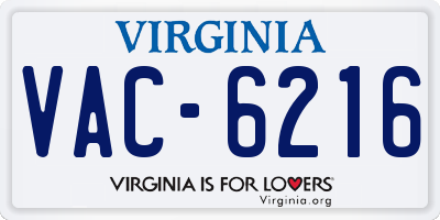 VA license plate VAC6216
