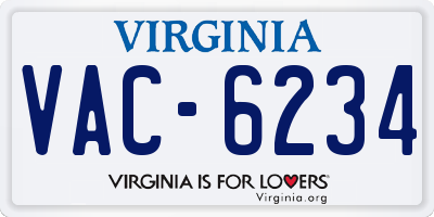 VA license plate VAC6234