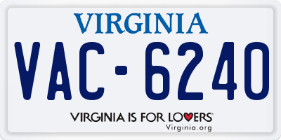 VA license plate VAC6240