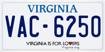 VA license plate VAC6250