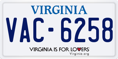 VA license plate VAC6258