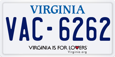 VA license plate VAC6262