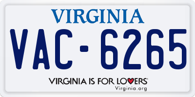 VA license plate VAC6265